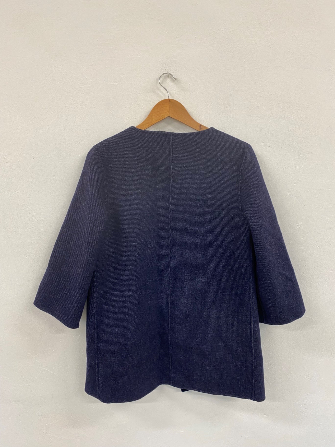 Fabulous Zara Wool Blend Navy Single Button Coat UK S LG276