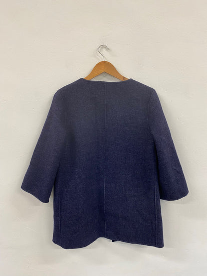 Fabulous Zara Wool Blend Navy Single Button Coat UK S LG276