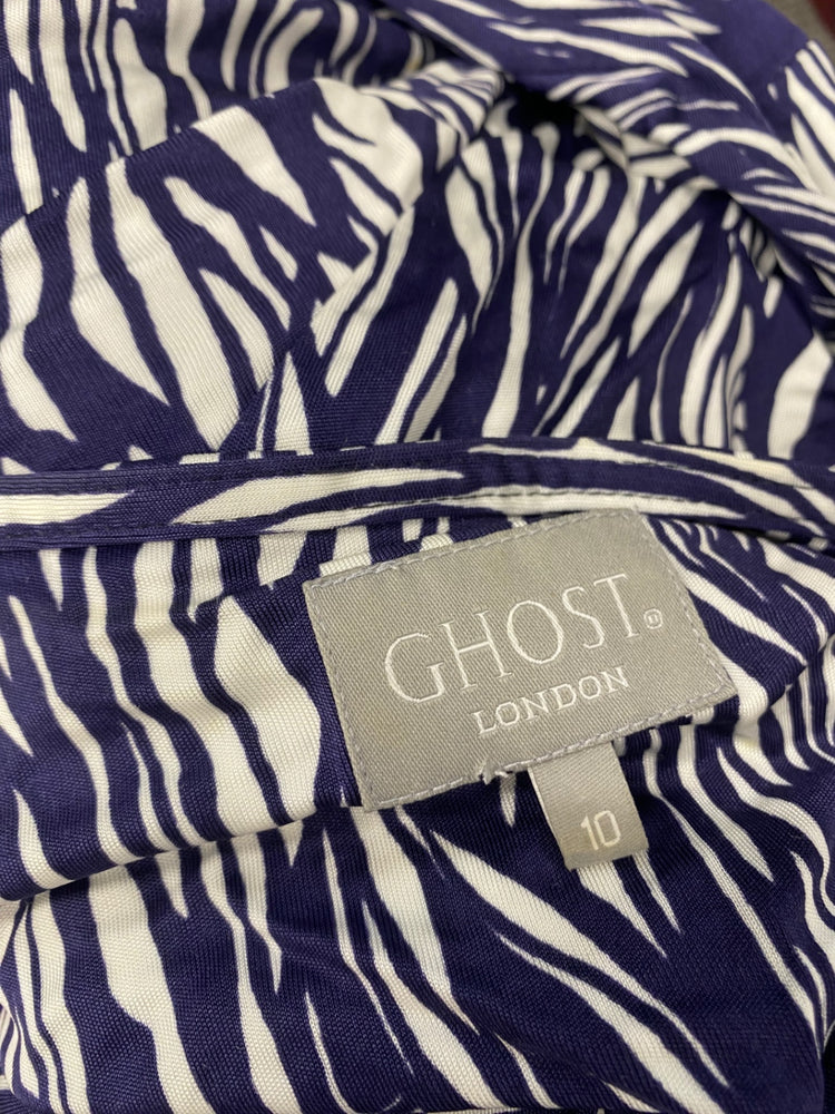 Fabulous Ghost Dress UK12 Navy and beige LG276