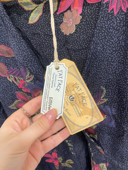 Fabulous Fat Face Blouse Uk 8 Navy pink floral new LG276