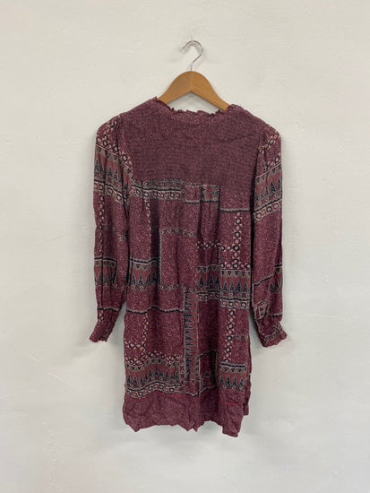 Fabulous Boho Chic FatFace Burgundy Mini Dress UK8 LG276