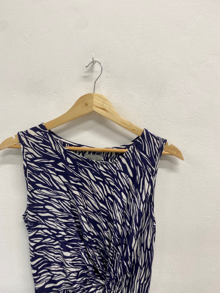 Fabulous Ghost Dress UK12 Navy and beige LG276