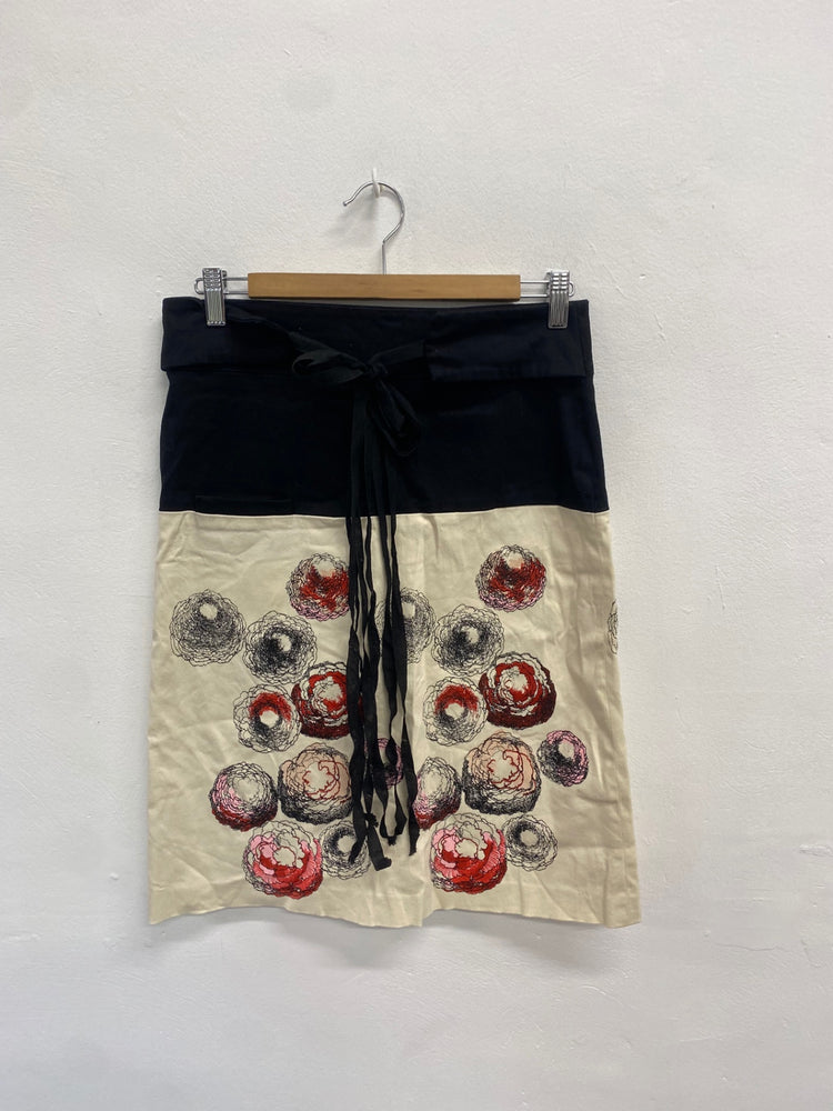 Fabulous Miriam ocariz Midi Skirt UK 10 Beige red floral tie waist LG276