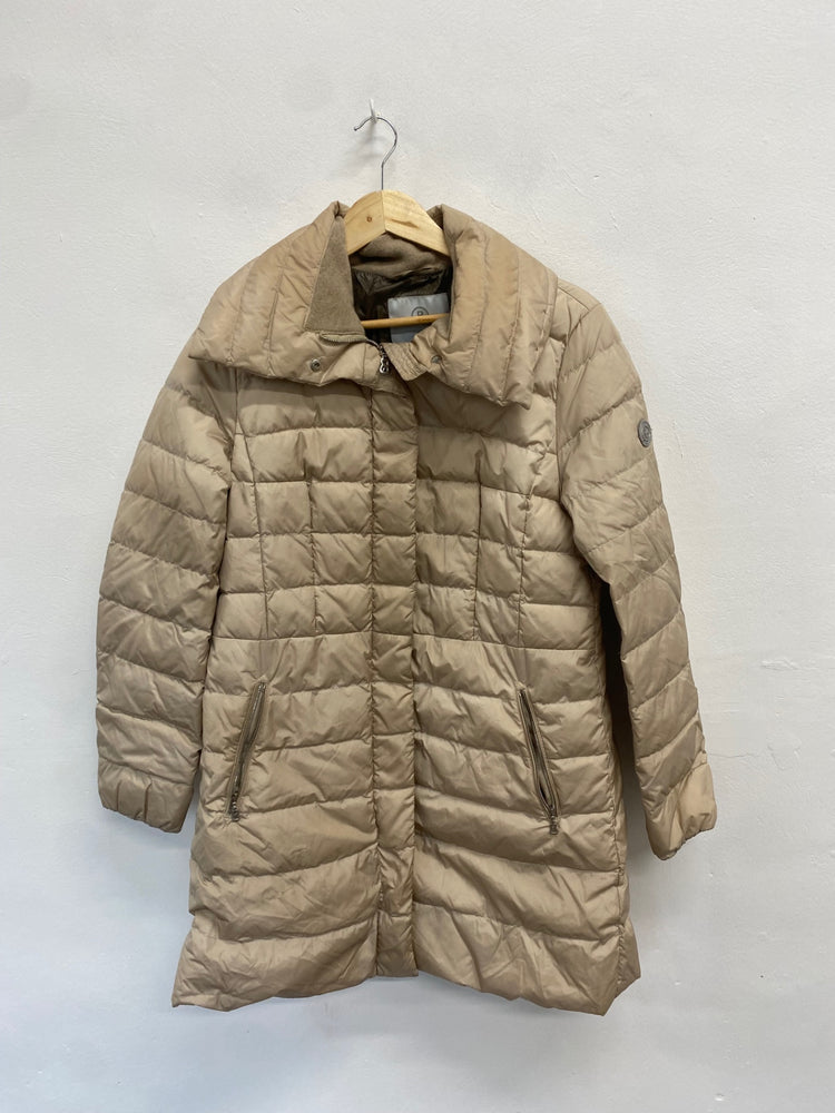 Fabulous Bognar Puffer Jacket UK 12 Beige down lined cashmere blend LG276