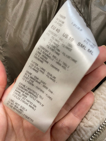 Fabulous Bognar Puffer Jacket UK 12 Beige down lined cashmere blend LG276