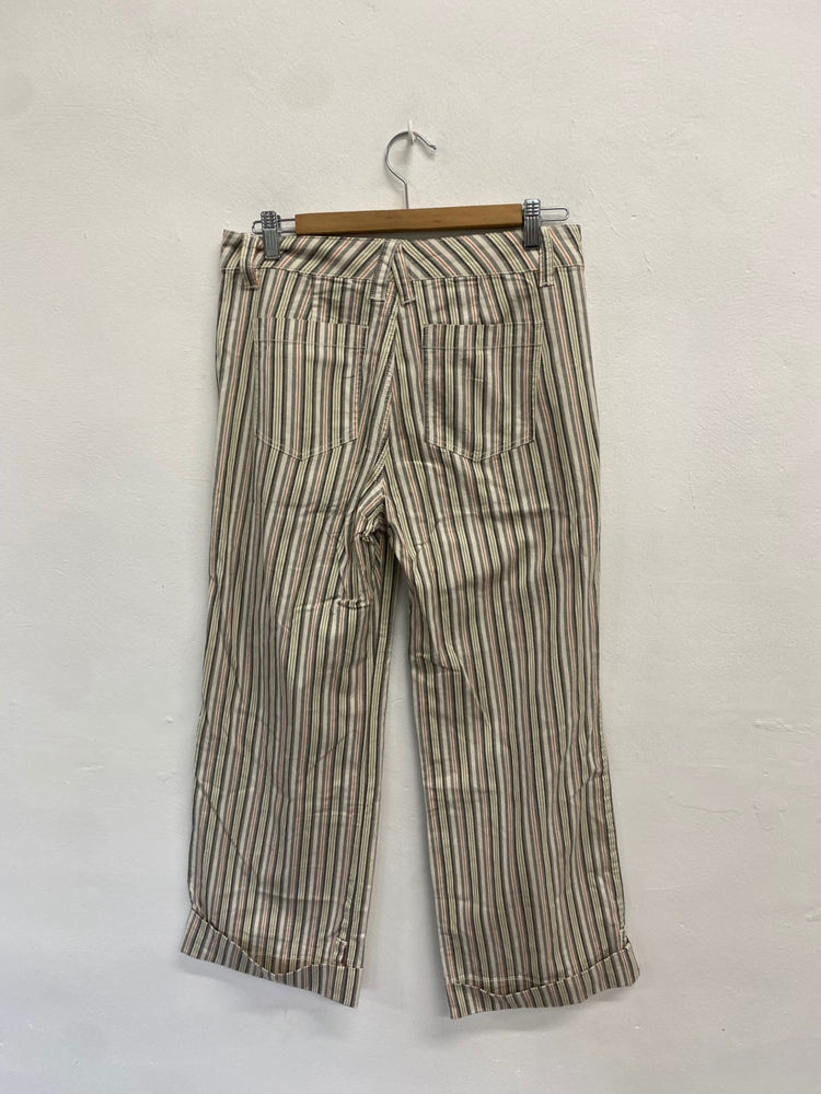 Fabulous Cabi Trousers Uk 8 Beige with stripes LG276