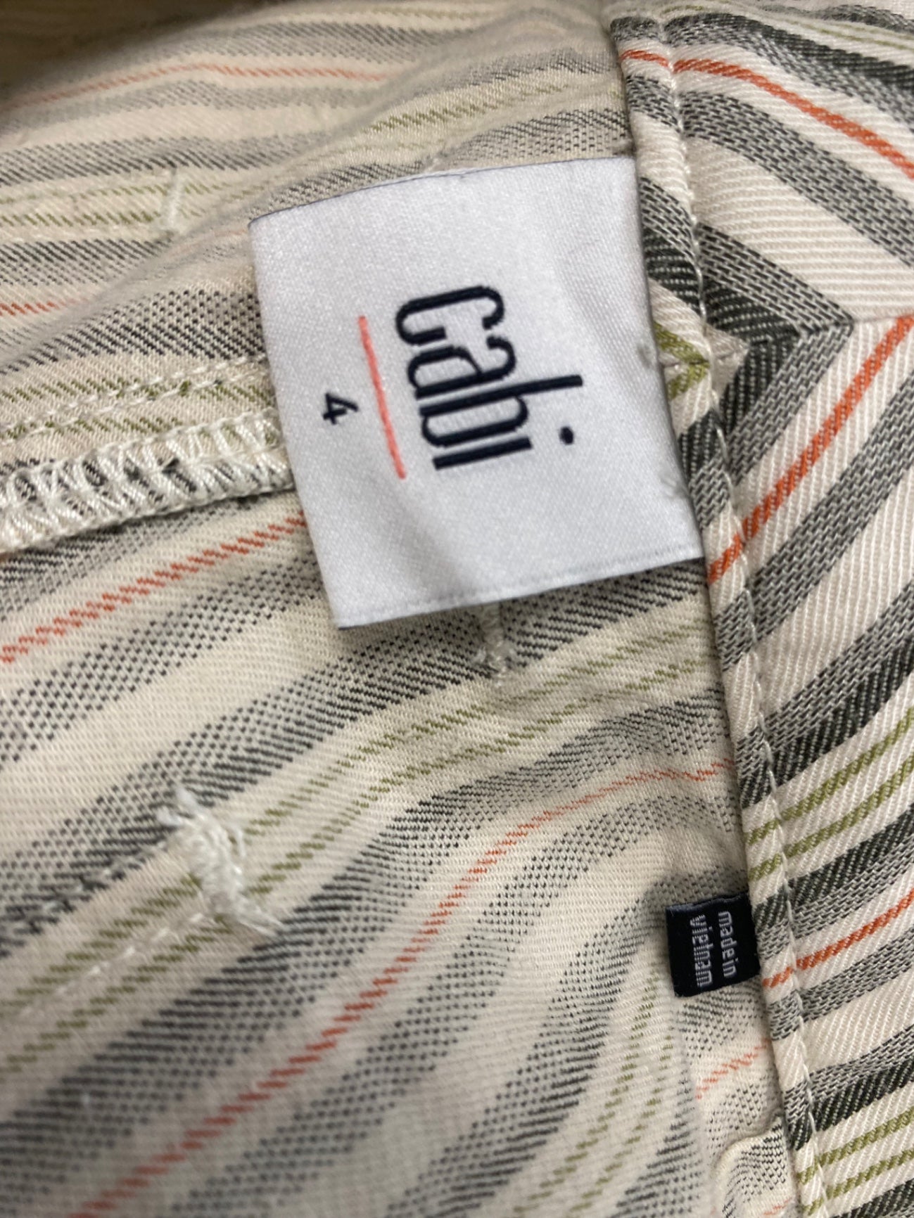 Fabulous Cabi Trousers Uk 8 Beige with stripes LG276