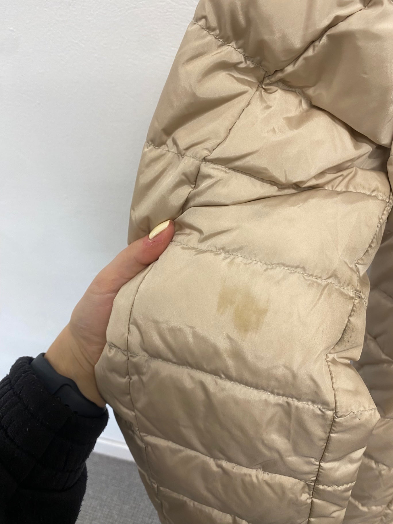 Fabulous Bognar Puffer Jacket UK 12 Beige down lined cashmere blend LG276