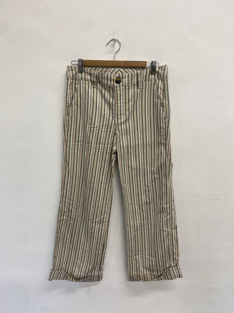 Fabulous Cabi Trousers Uk 8 Beige with stripes LG276