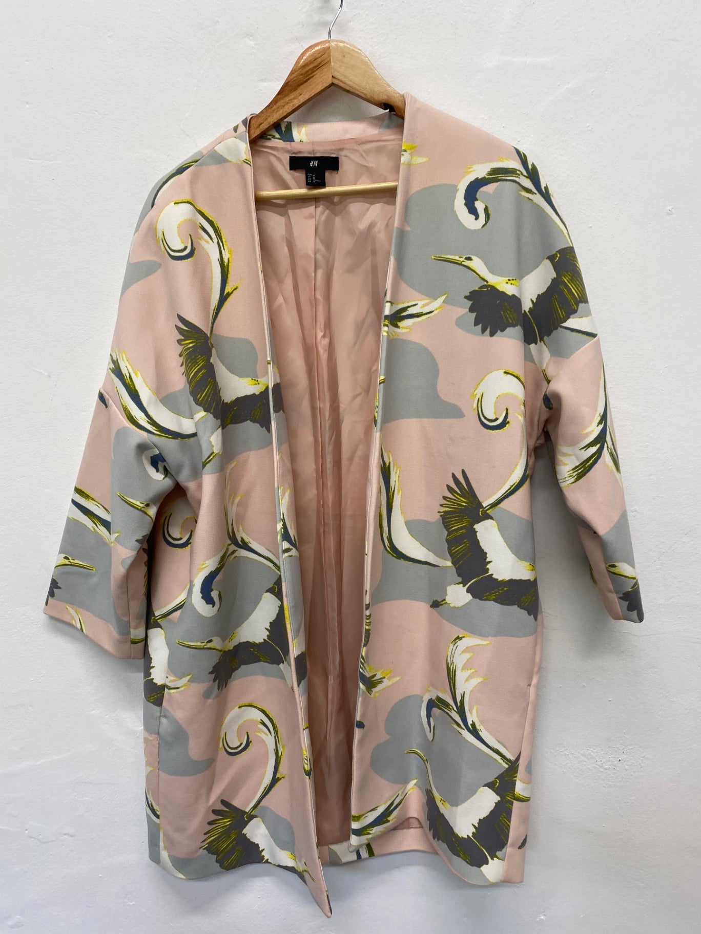 Fabulous H&M kimono style Overcoat UkM Peach Lagenlook crane oriental LB244