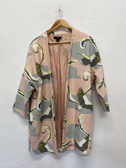 Fabulous H&M kimono style Overcoat UkM Peach Lagenlook crane oriental LB244