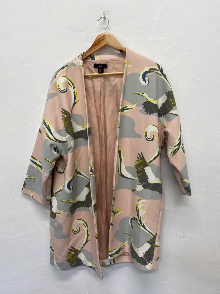 Fabulous H&M kimono style Overcoat UkM Peach Lagenlook crane oriental LB244