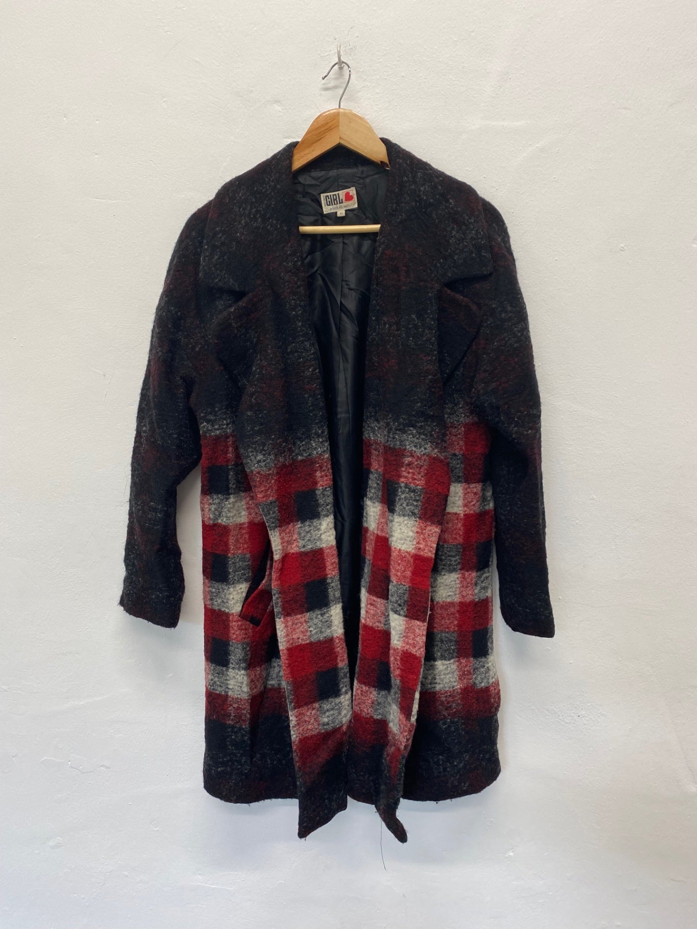 Fabulous Y2K Chelsea Girl x River Island Lagenlook Overcoat UK 12 Red Black LB244