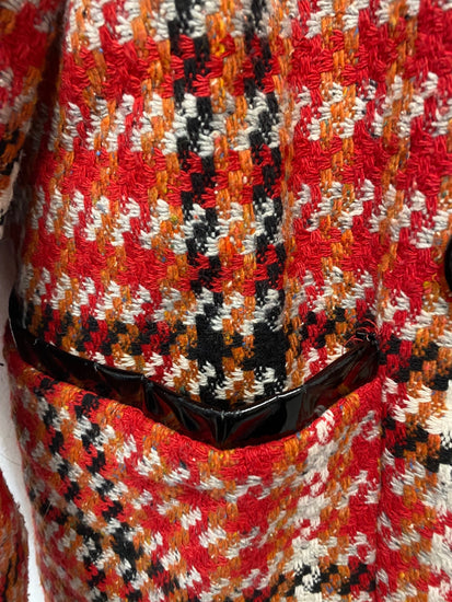 Fabulous retro 1950’s vibes Topshop Overcoat UK10 Red & black houndstooth LB244