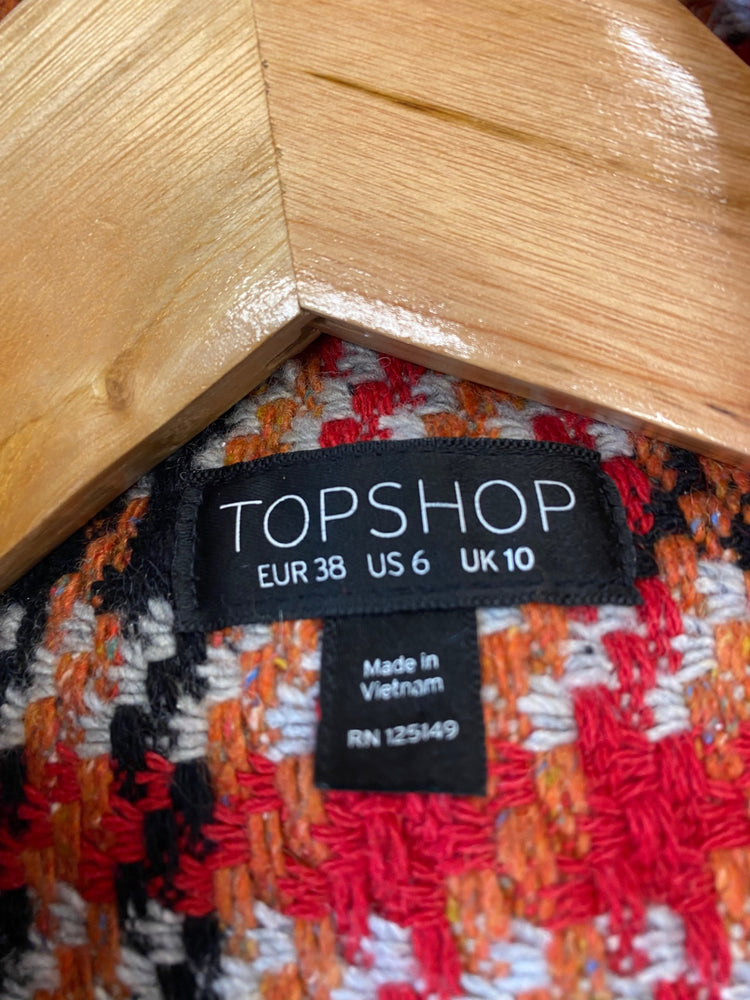 Fabulous retro 1950’s vibes Topshop Overcoat UK10 Red & black houndstooth LB244