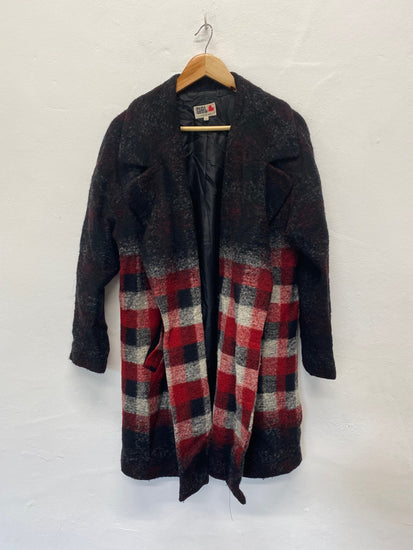 Fabulous Y2K Chelsea Girl x River Island Lagenlook Overcoat UK 12 Red Black LB244