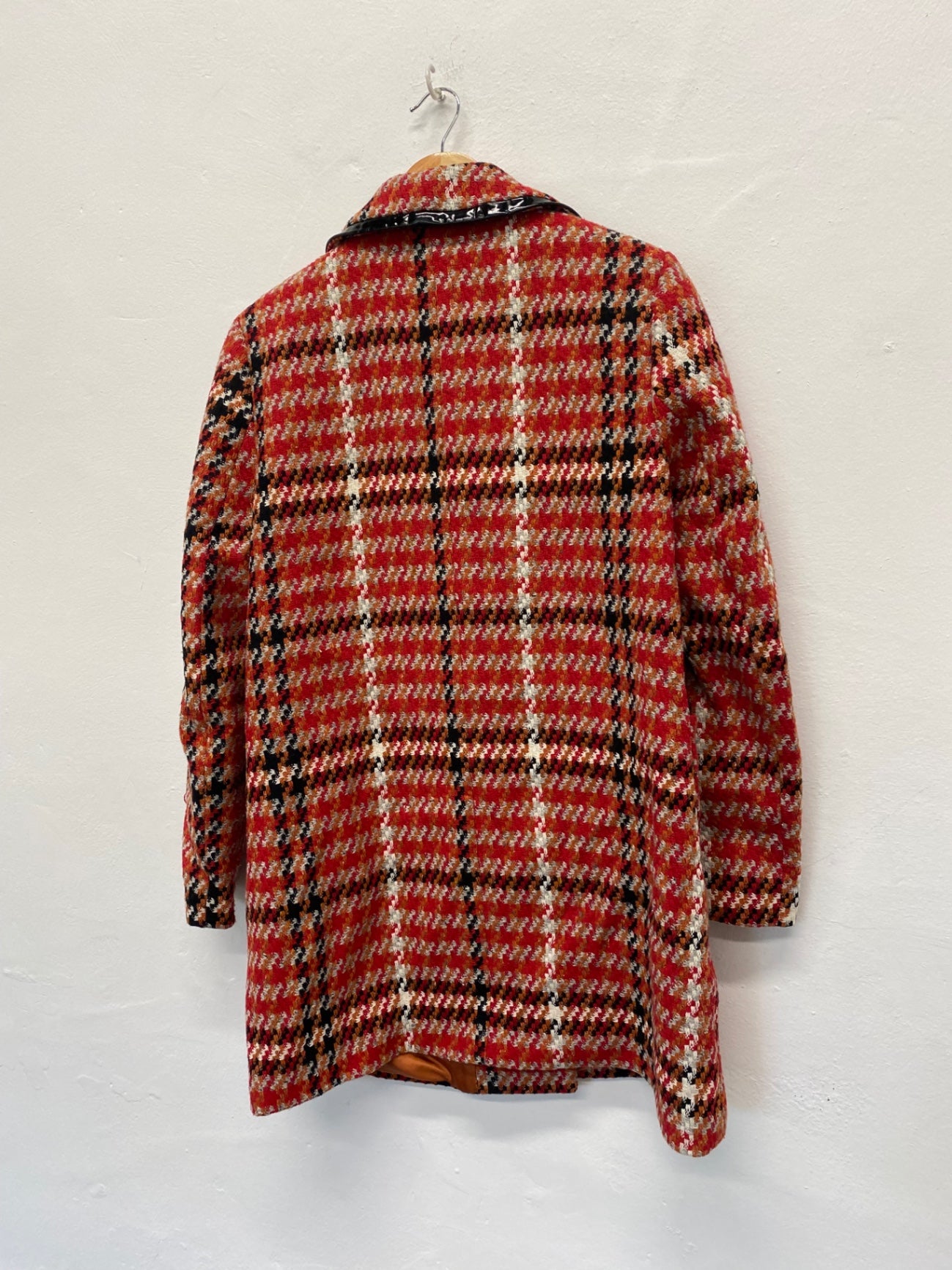 Fabulous retro 1950’s vibes Topshop Overcoat UK10 Red & black houndstooth LB244