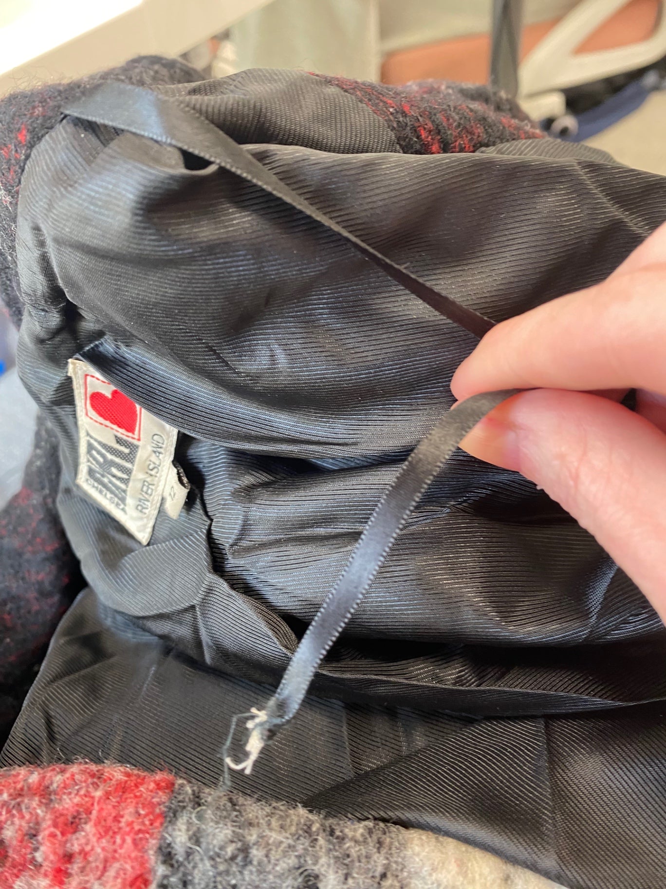 Fabulous Y2K Chelsea Girl x River Island Lagenlook Overcoat UK 12 Red Black LB244