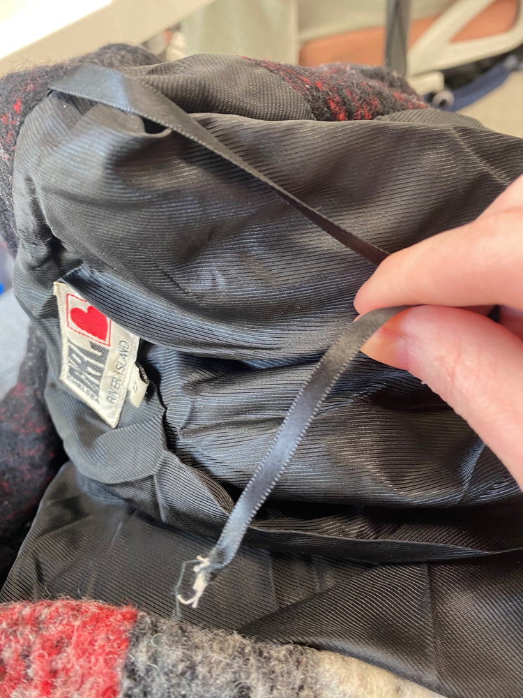 Fabulous Y2K Chelsea Girl x River Island Lagenlook Overcoat UK 12 Red Black LB244