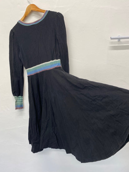 Fabulous Fever London Y2K vintage Dress UK10 Black Fit & flare Midi LB244