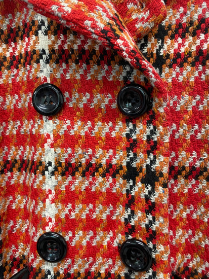 Fabulous retro 1950’s vibes Topshop Overcoat UK10 Red & black houndstooth LB244