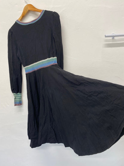 Fabulous Fever London Y2K vintage Dress UK10 Black Fit & flare Midi LB244