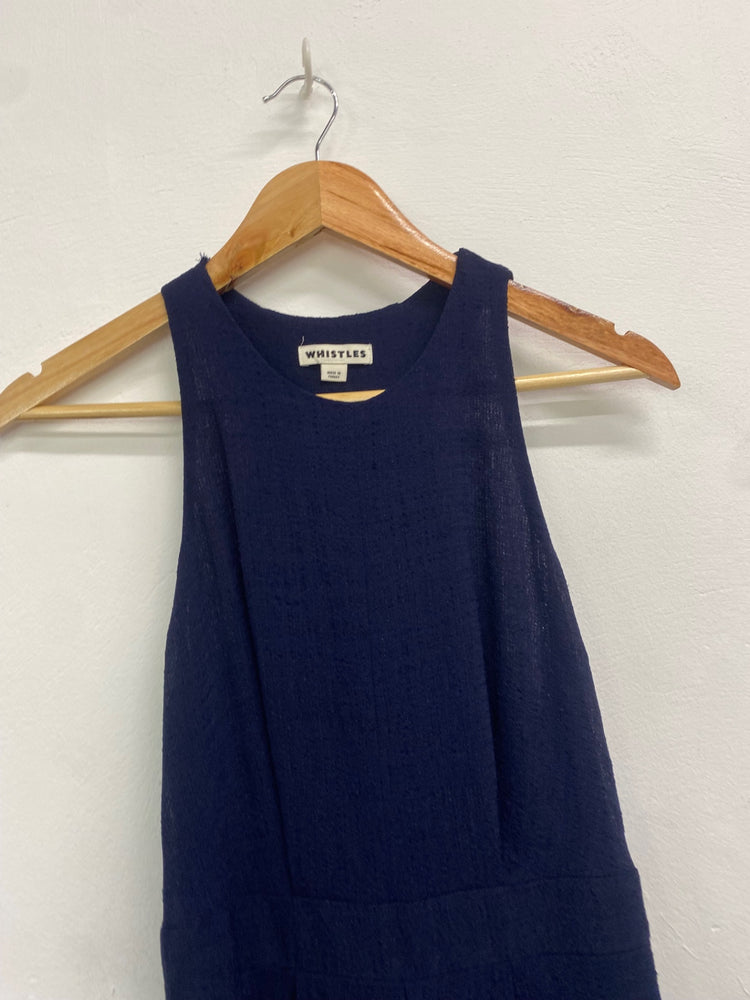 Fabulous Whistles Jumpsuit UK 8 Navy blue halter neck AS001