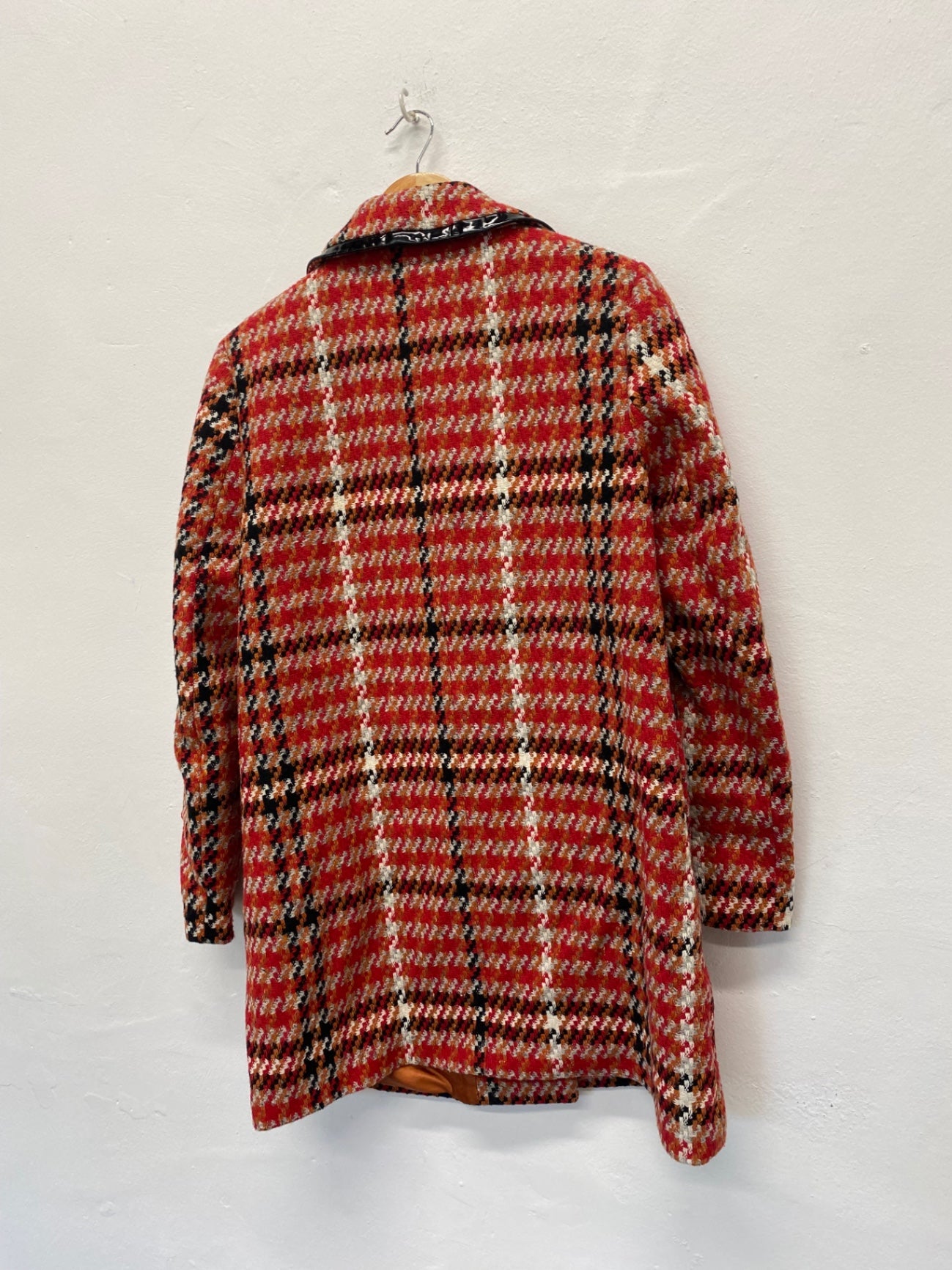 Fabulous retro 1950’s vibes Topshop Overcoat UK10 Red & black houndstooth LB244