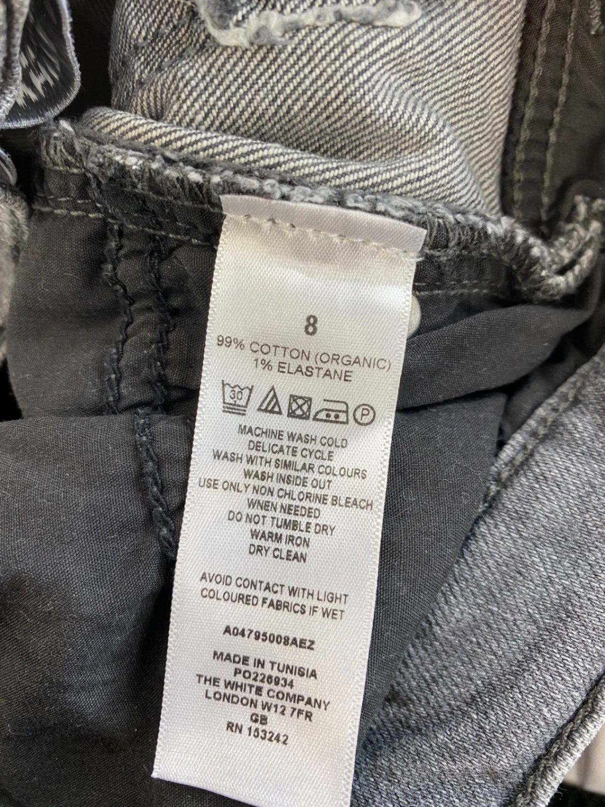 Fabulous The White Company Marlow Grey Straight Cut Jeans UK8 SO001