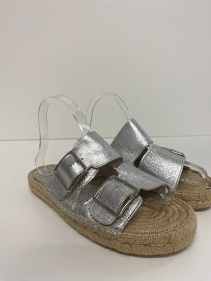Fabulous Mint Velvet Ava Sandals UK6 Silver Espadrilles flats SO001