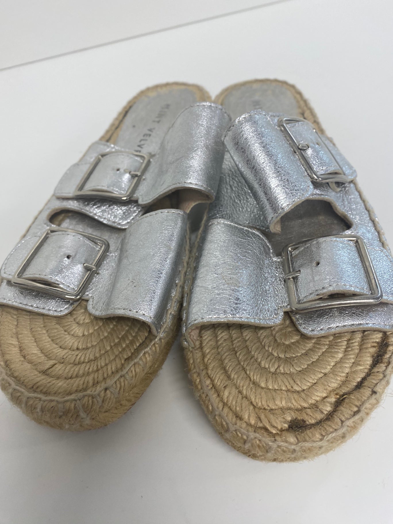 Fabulous Mint Velvet Ava Sandals UK6 Silver Espadrilles flats SO001