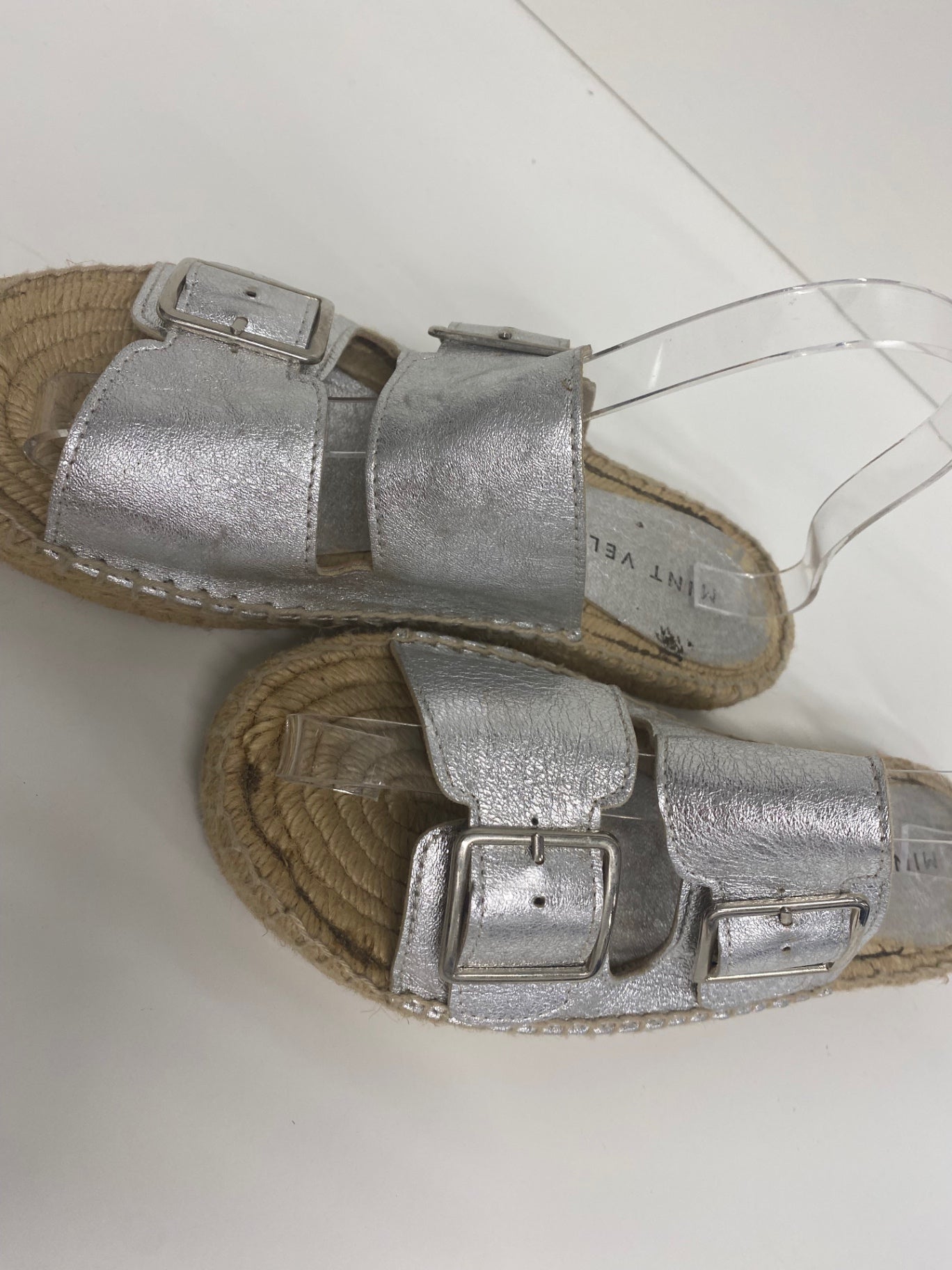 Fabulous Mint Velvet Ava Sandals UK6 Silver Espadrilles flats SO001