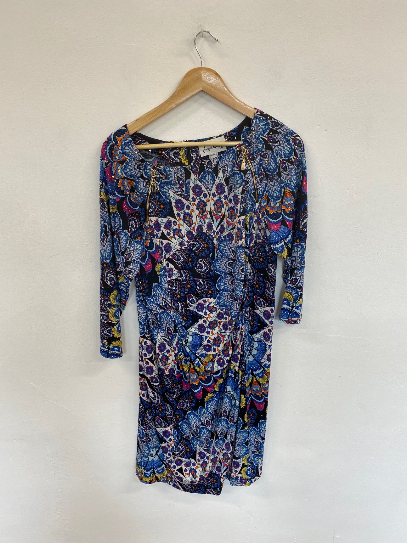 Fabulous Joseph Ribkoff Colourful Peacock Midi Dress UK18 SO001