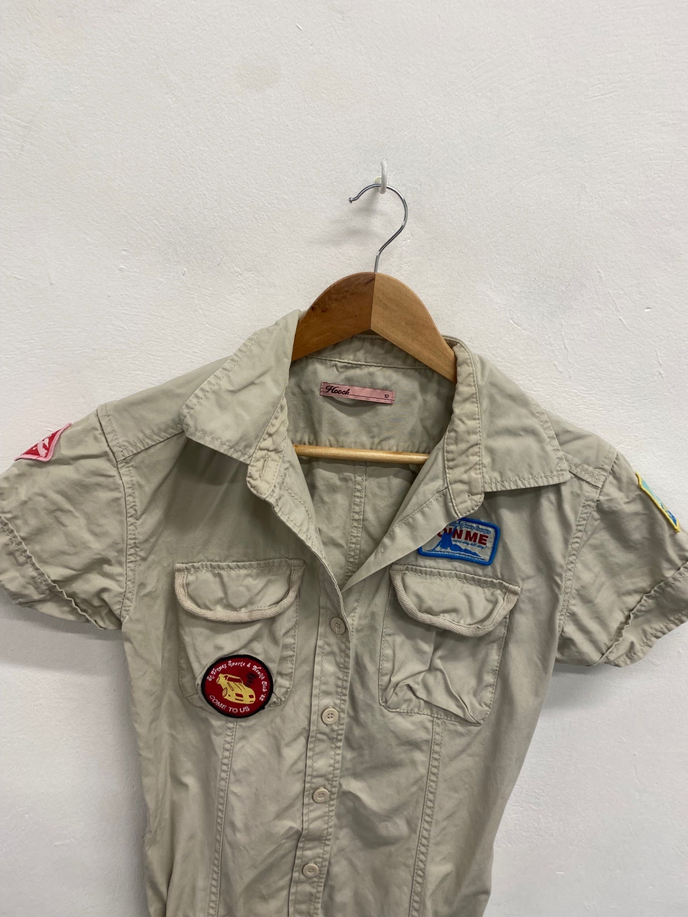 Fabulous Hooch Dress UK 12 Beige y2k midi safari style CH434 