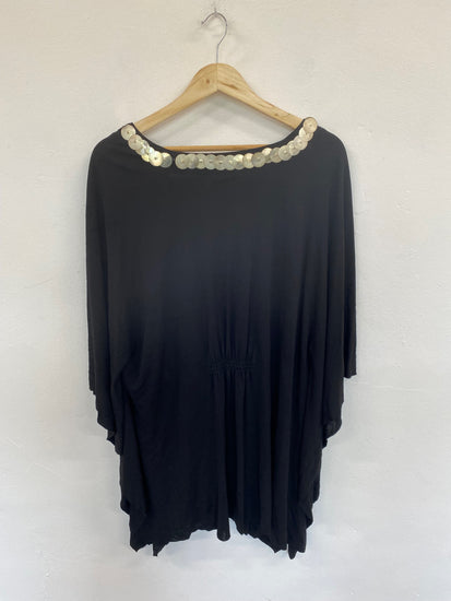 Fabulous Michael Kors Boho Black Coin Accent Tunic UK L SO001