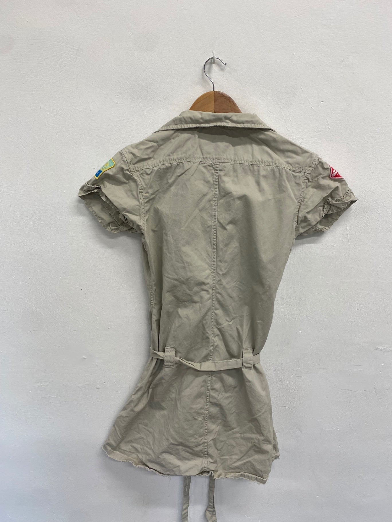 Fabulous Hooch Dress UK 12 Beige y2k midi safari style CH434 