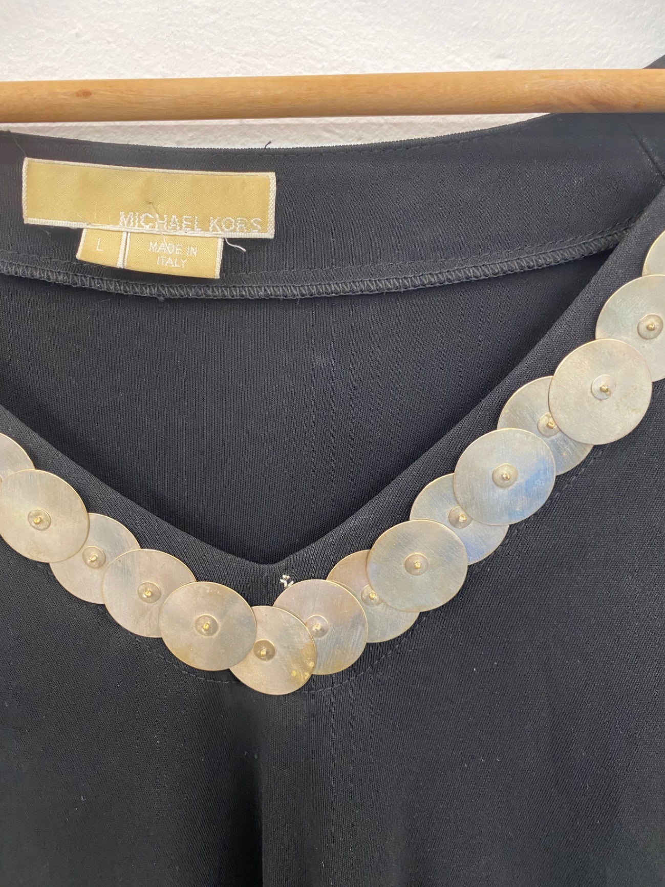 Fabulous Michael Kors Boho Black Coin Accent Tunic UK L SO001