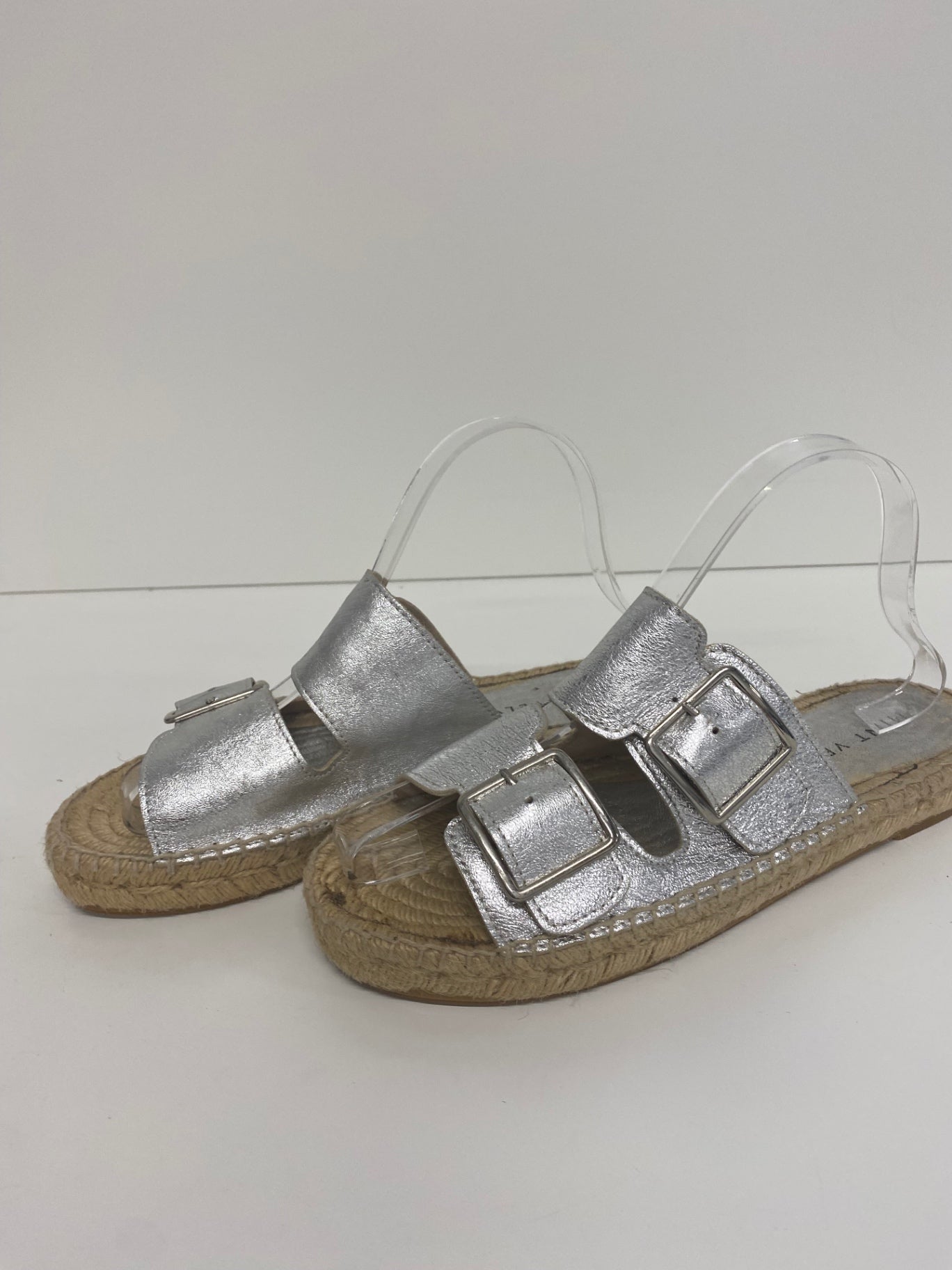 Fabulous Mint Velvet Ava Sandals UK6 Silver Espadrilles flats SO001