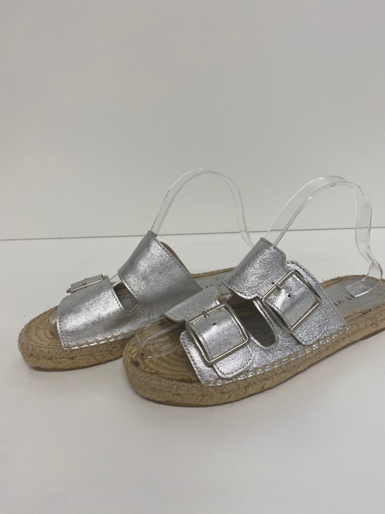 Fabulous Mint Velvet Ava Sandals UK6 Silver Espadrilles flats SO001