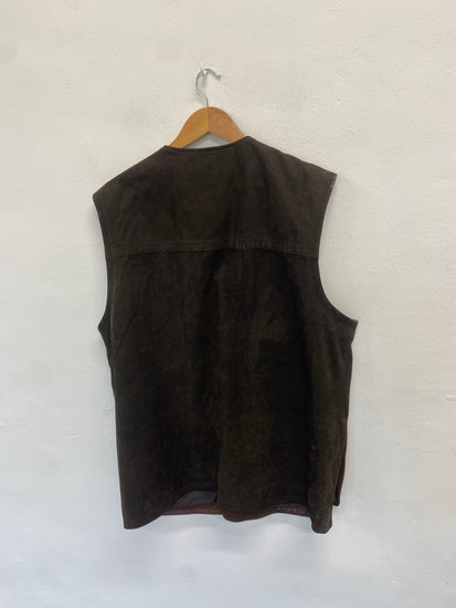 Fabulous Hide park Waistcoat UK XXL Brown leather shooting jacket SO001