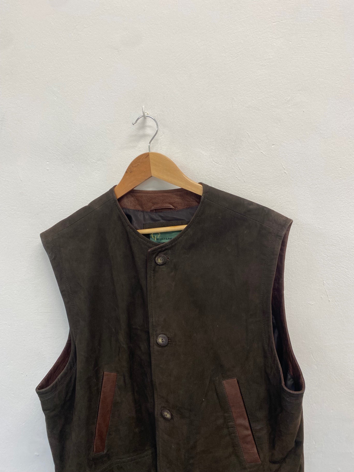 Fabulous Hide park Waistcoat UK XXL Brown leather shooting jacket SO001