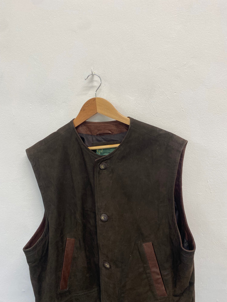 Fabulous Hide park Waistcoat UK XXL Brown leather shooting jacket SO001