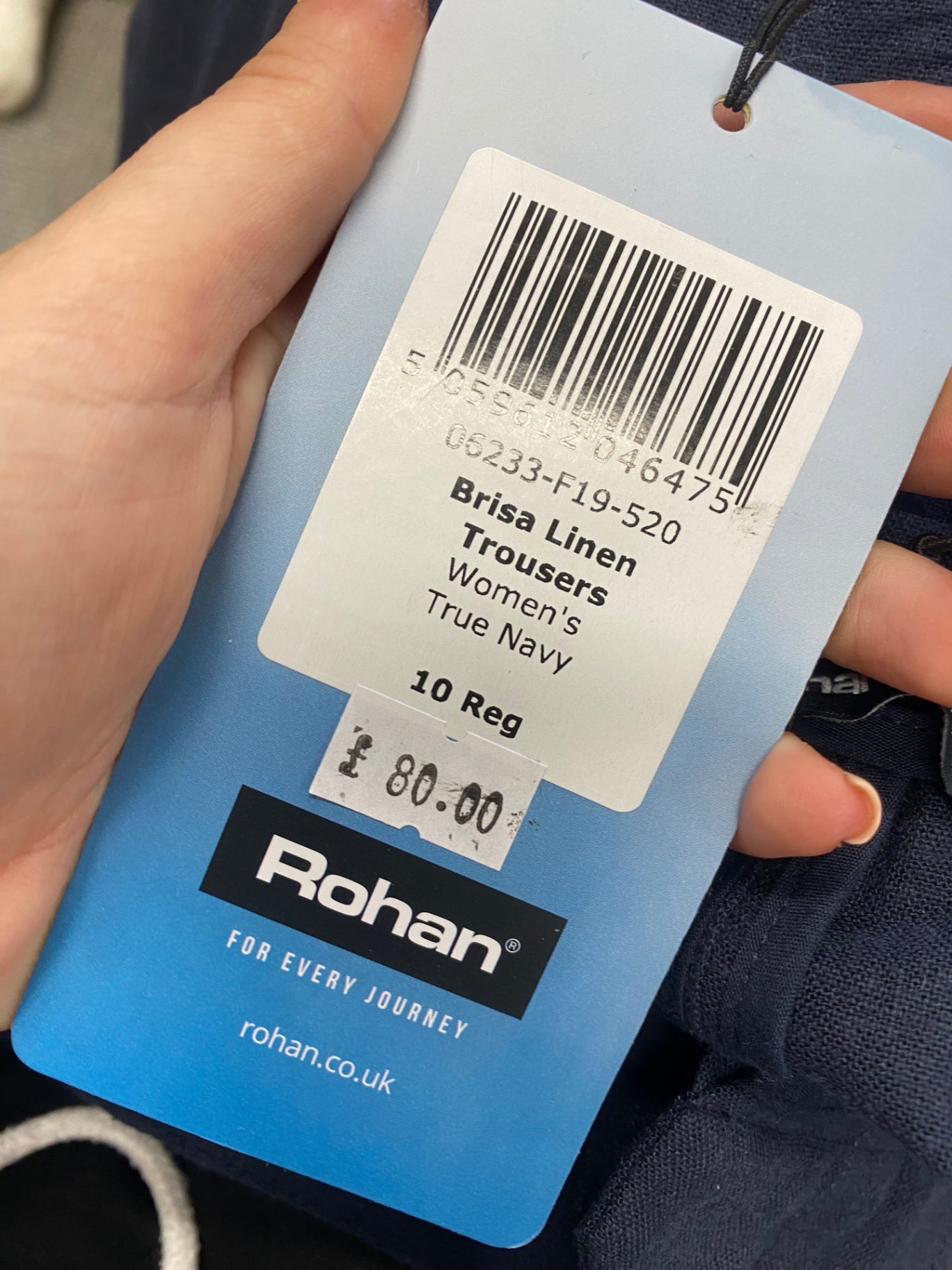 Fabulous Rohan trousers linen Uk 10 Navy cropped SO001