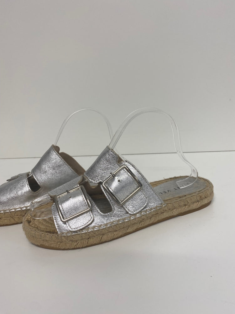 Fabulous Mint Velvet Ava Sandals UK6 Silver Espadrilles flats SO001