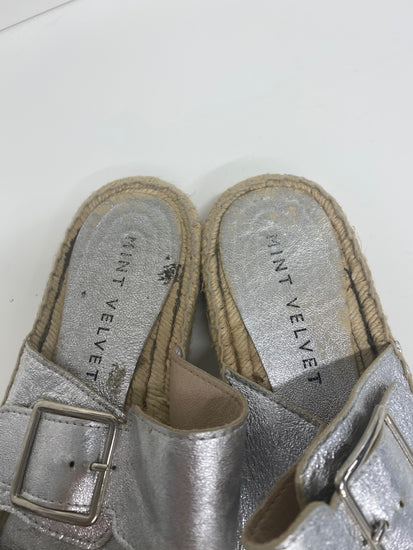 Fabulous Mint Velvet Ava Sandals UK6 Silver Espadrilles flats SO001
