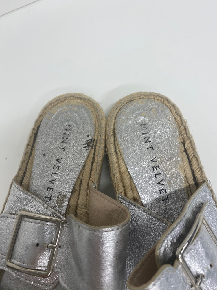 Fabulous Mint Velvet Ava Sandals UK6 Silver Espadrilles flats SO001