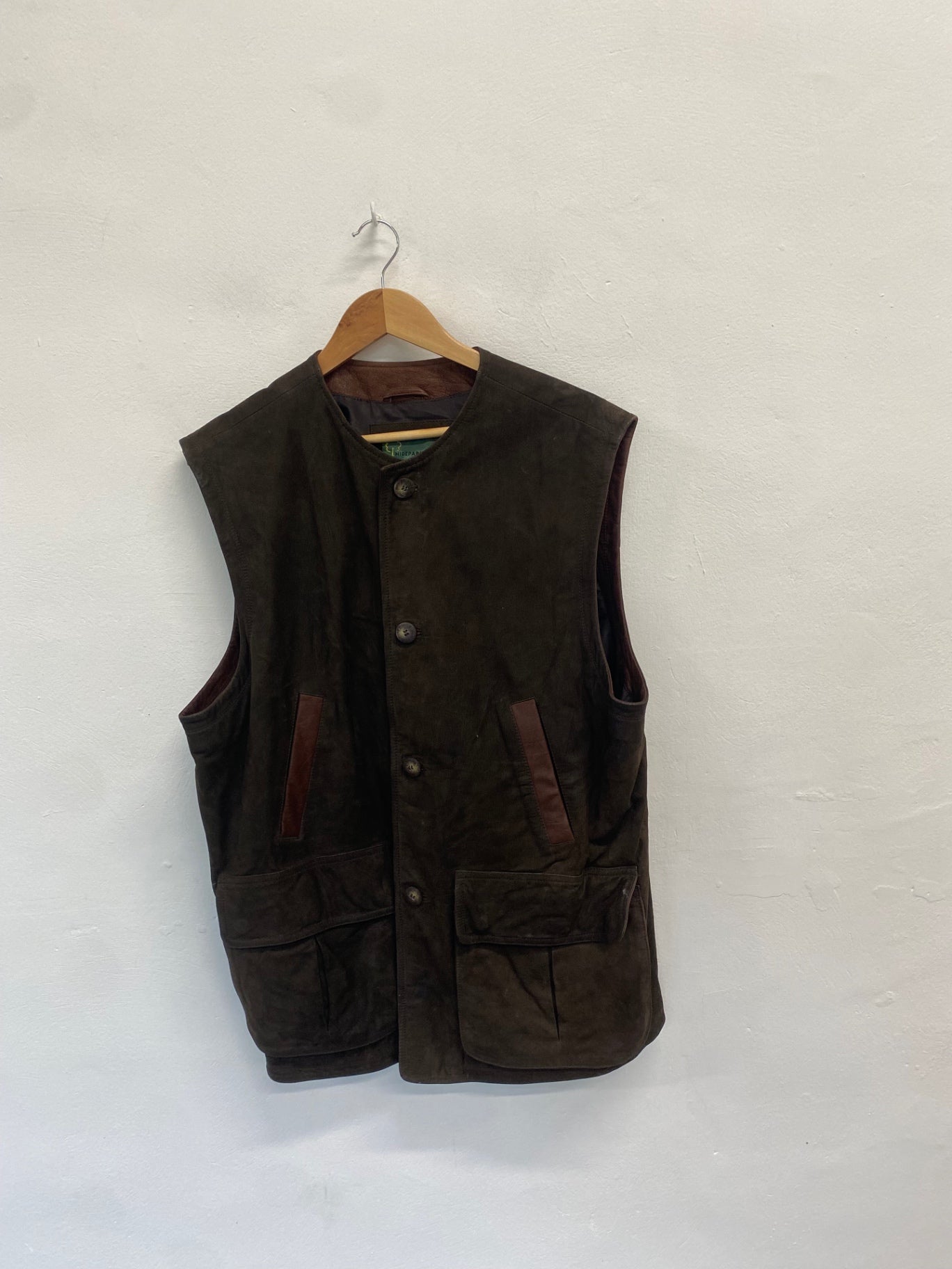 Fabulous Hide park Waistcoat UK XXL Brown leather shooting jacket SO001