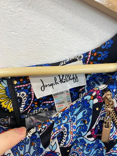 Fabulous Joseph Ribkoff Colourful Peacock Midi Dress UK18 SO001