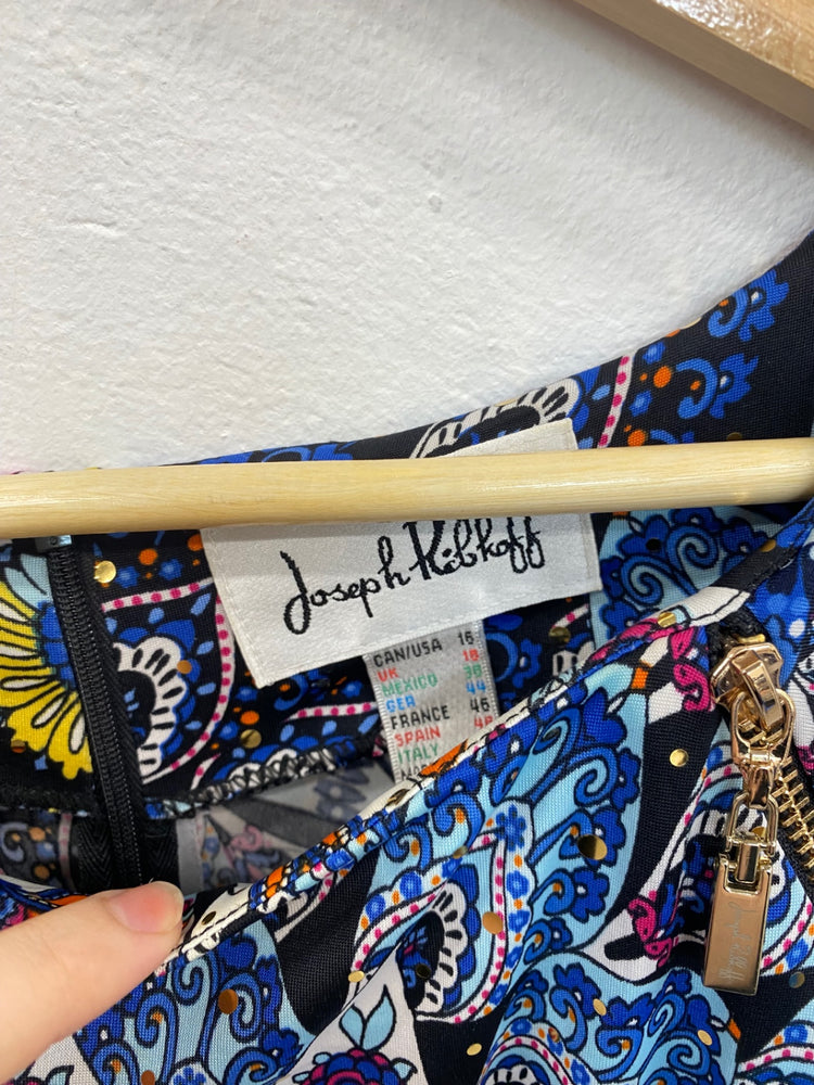 Fabulous Joseph Ribkoff Colourful Peacock Midi Dress UK18 SO001