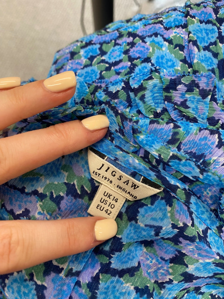 Fabulous Jigsaw Dress UK 14 Blue Floral summer SO001